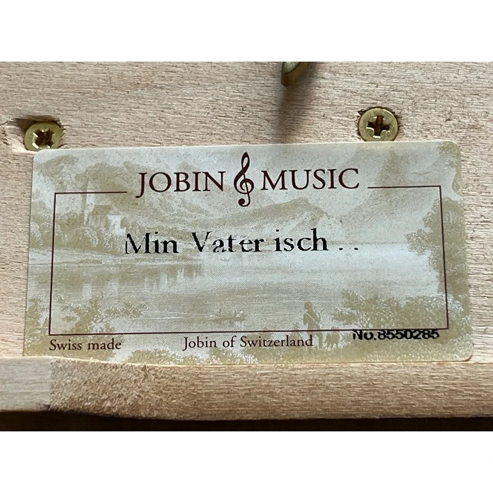 Jobin of Switzerland Wooden Music Box Swiss Alpine Winter Scene Min Vater isch